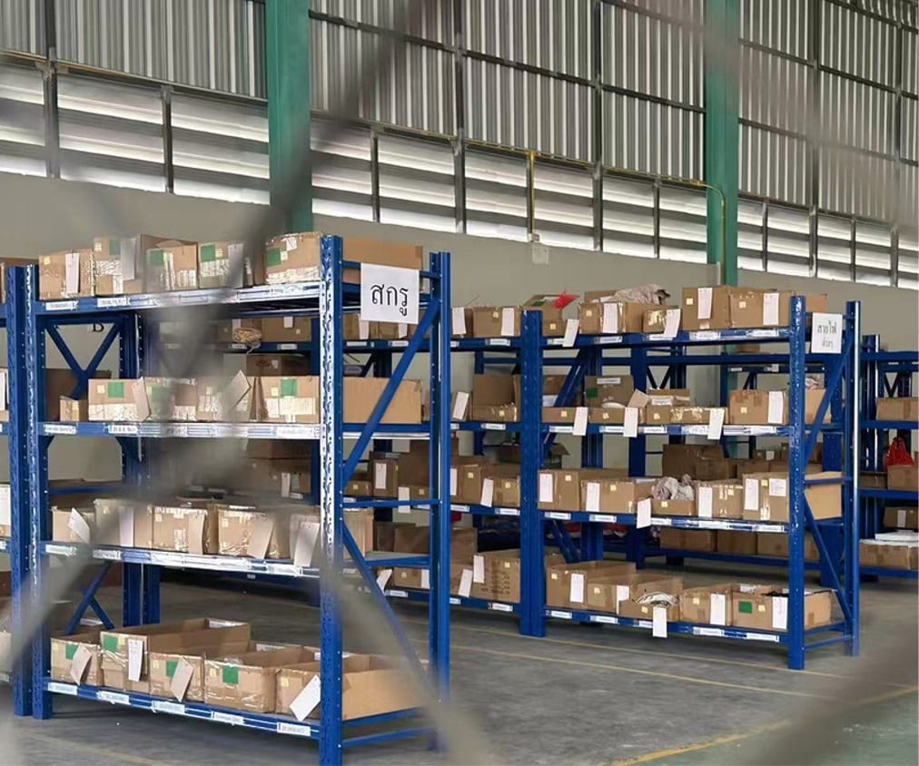 Parts warehouse shelves for cooking appliance production support