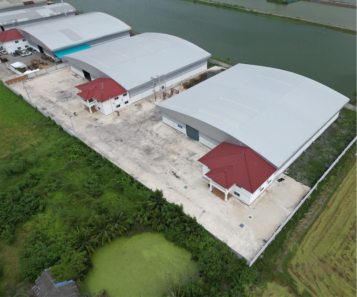 Aerial view of E Thai Thailand manufacturing base and surrounding site