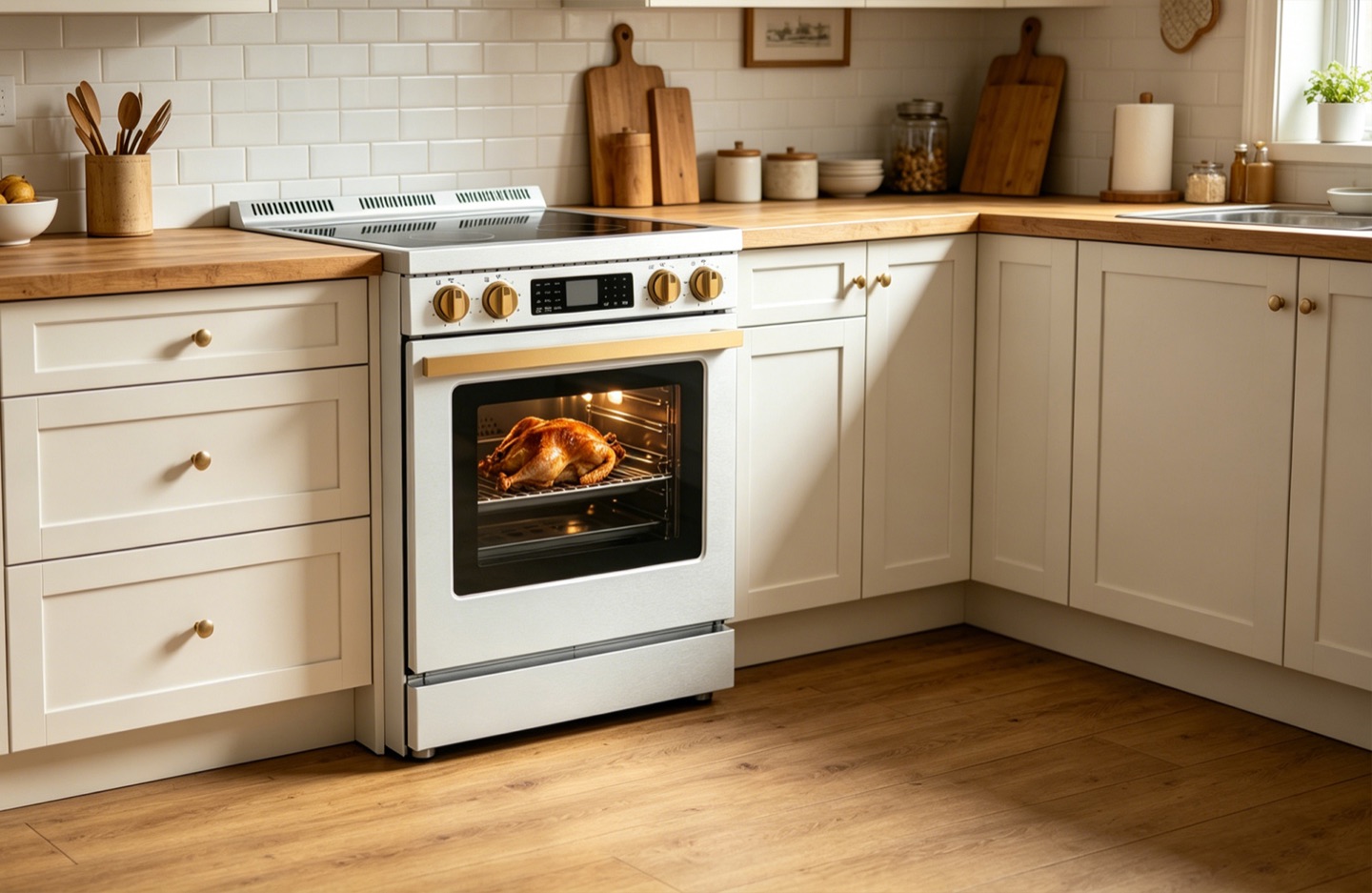 Freestanding range in kitchen setting for OEM appliance buyers