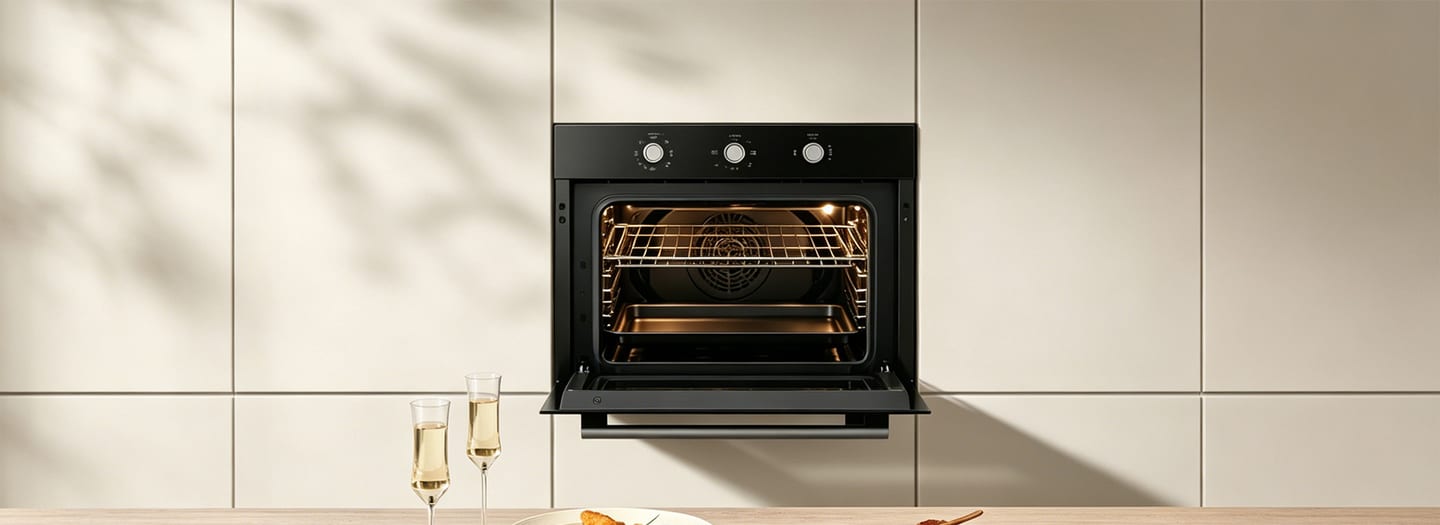24" Built-in Gas Oven with Top and Bottom Burners installed kitchen banner
