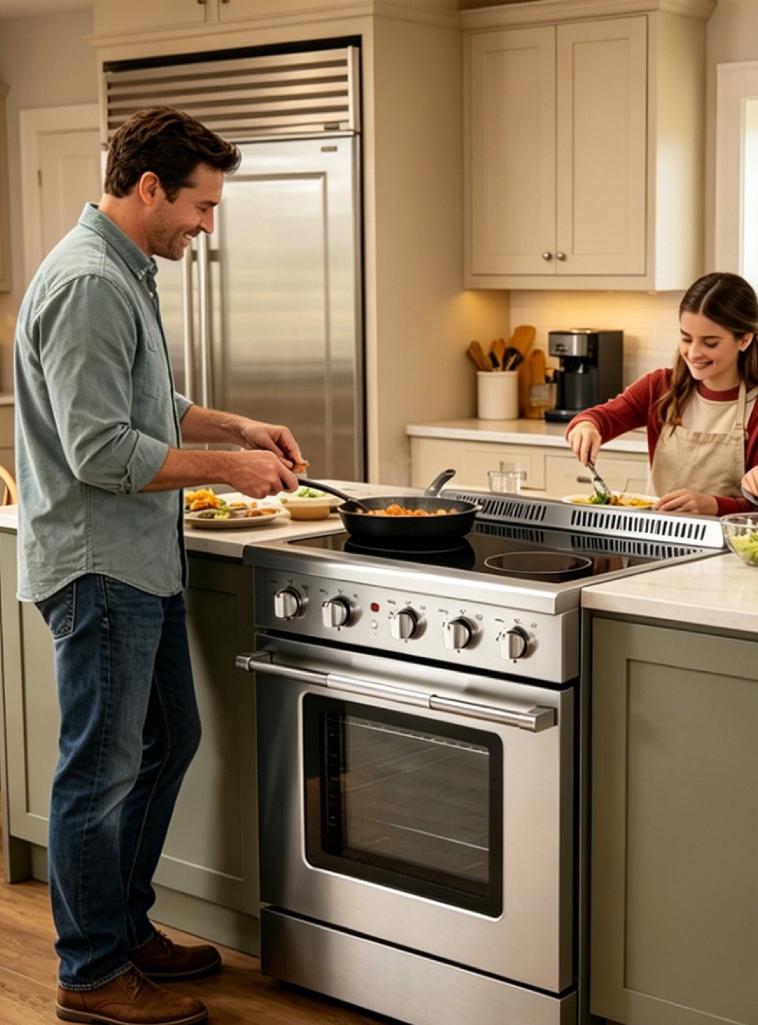Built-in cooking appliance in contemporary kitchen project setting